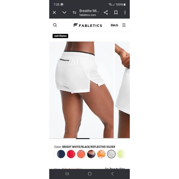 New Small  Fabletics Bright White and Black Breathe Run Shorts with Built in Pan - Picture 3 of 12